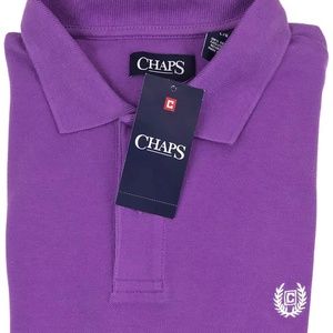 Chaps Short Sleeve Purple Pique Knit Polo Sz Large